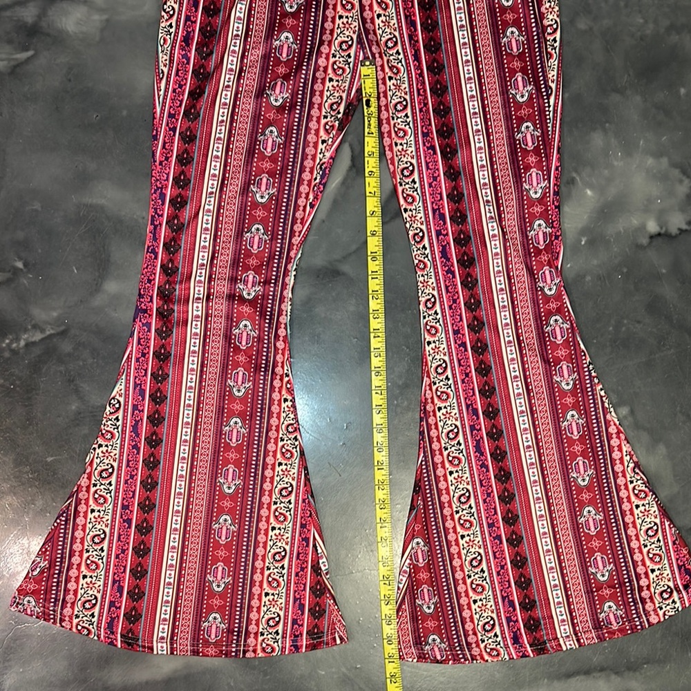 High waisted Spandex Bell Bottom Flare Yoga Pants Berry Color - Picture 5 of 8